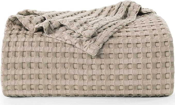 Utopia Bedding Cotton Waffle Blanket 300 GSM (Khaki - 90x90 Inches) Soft Lightweight Breathable B... | Amazon (US)
