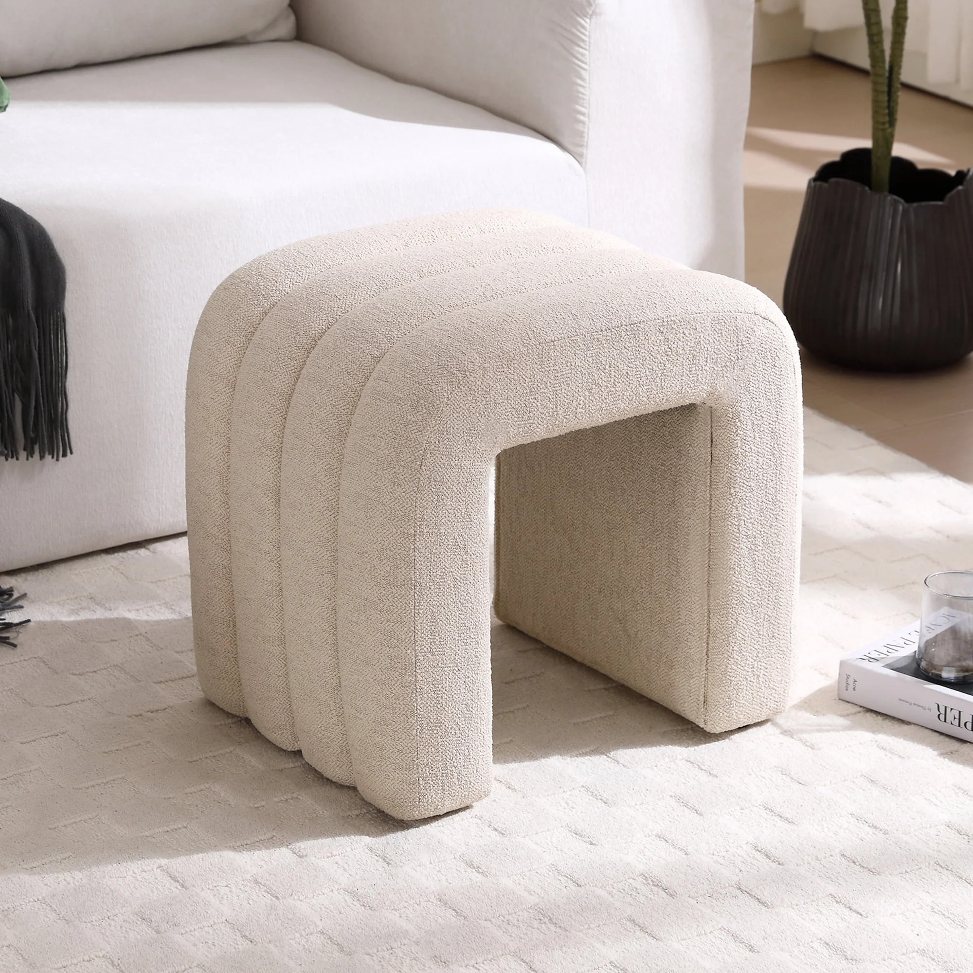Zesthouse Multi-Functional Ottoman Stool, Tufted Linen Foot Stools Ottoman for Couch, Modern Vani... | Walmart (US)