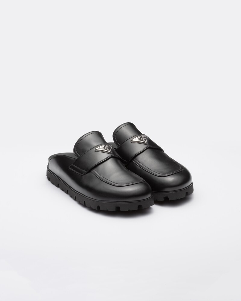 Leather sabots | Prada Spa US