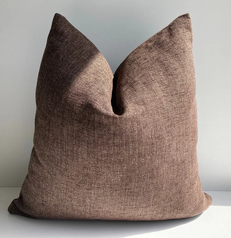 Chocolate Brownthick Linen Soft Pillow Coversolid Dark Brown - Etsy | Etsy (US)