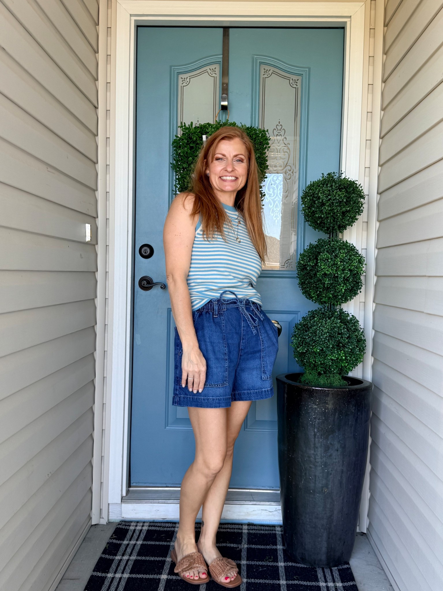 When you find a pair of shorts that actually fit right… you build outfits around them.
These denim shorts are that staple — easy, flattering, and something you’ll keep reaching for. The striped tank keeps it fresh and classic for spring, but still perfect for summer heat.
This is the kind of outfit that makes getting dressed feel simple again.
Everything is linked here so you can recreate it without the guesswork 🤍 c
Tank- small - Walmart 
Shorts - small - Walmart 
Shoes - American Eaglee
#over40style #easystyle #momstyle #outfitideas #denimstyle
denim shorts outfit ideas, easy summer outfits for women over 40, casual everyday looks, affordable fashion finds, simple style inspiration

#LTKOver40 #LTKootd #LTKPetite