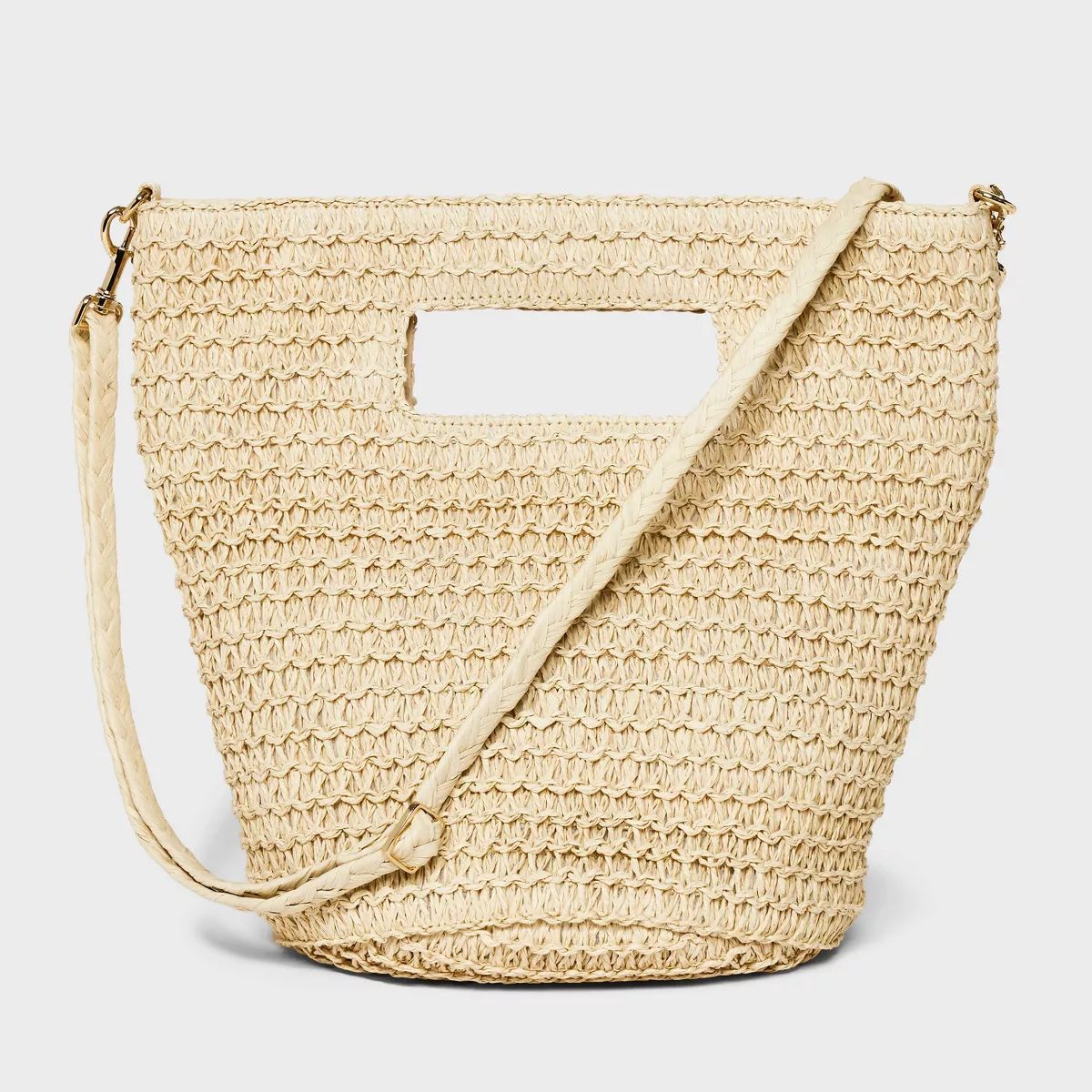 Straw Crossbody Bucket Bag - Universal Thread™ Beige | Target