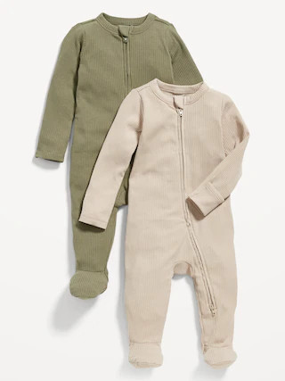 Unisex 2-Way-Zip Sleep & Play Footed One-Piece 2-Pack for Baby | Old Navy (CA)