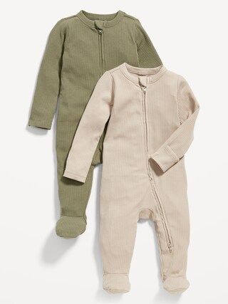 Unisex Sleep & Play 2-Way-Zip Footed One-Piece 2-Pack for Baby | Old Navy (CA)
