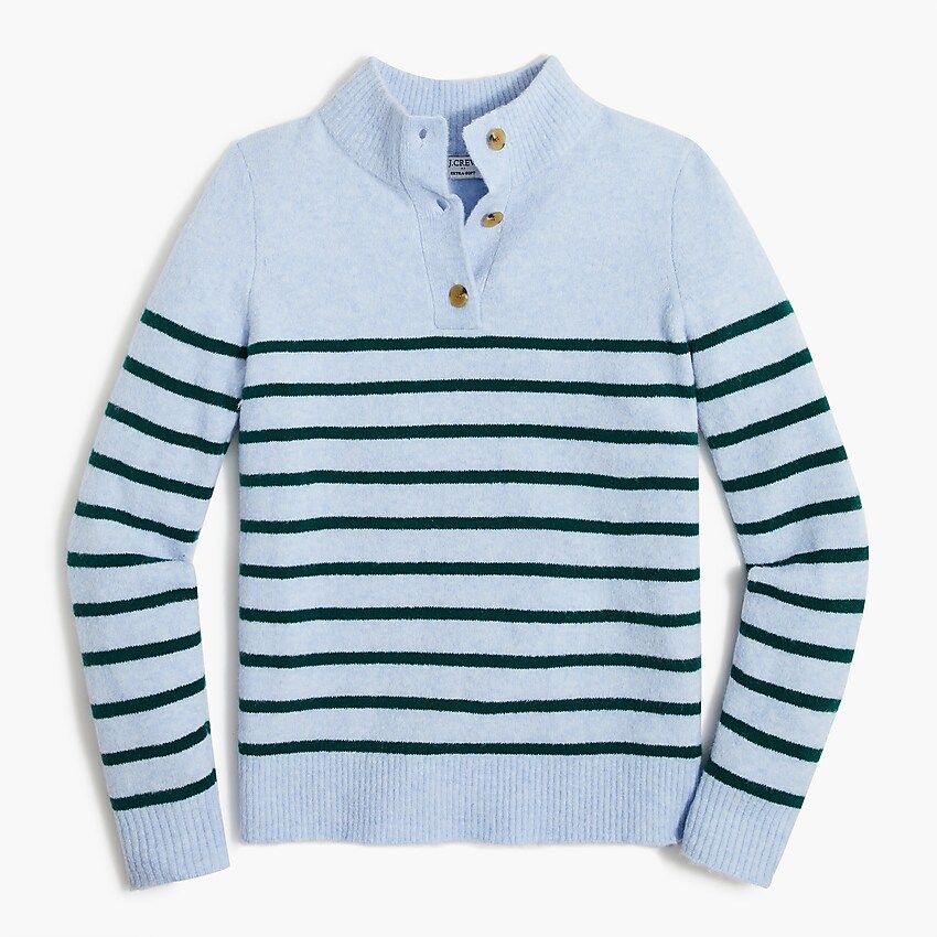 Striped button-front pullover in extra-soft yarn | J.Crew Factory