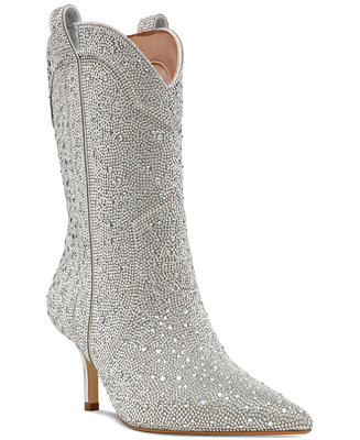 Women's Leigha Rhinestone Kitten-Heel Western Booties | Macy's