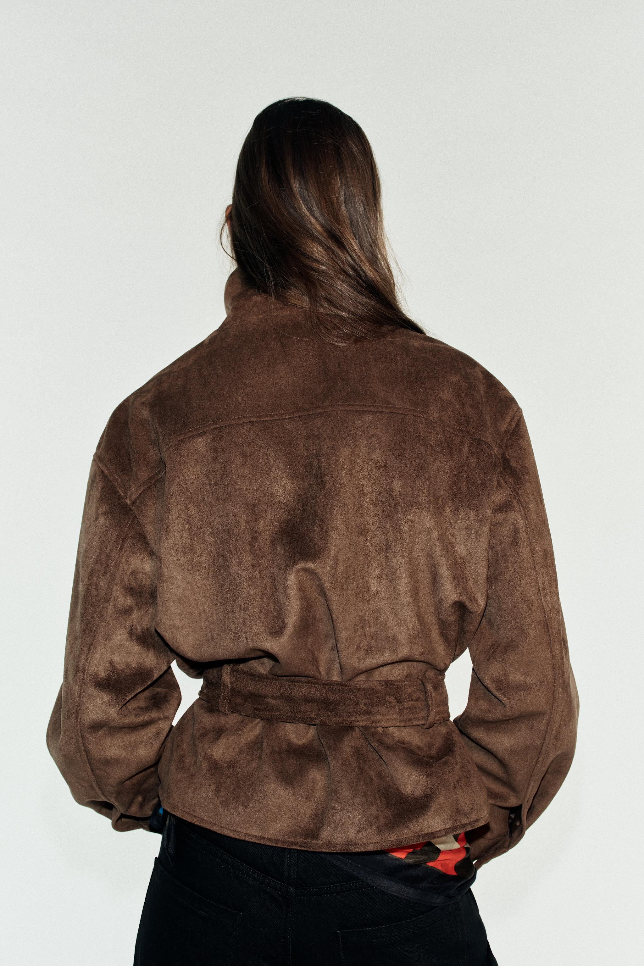 FAUX SUEDE BELTED JACKET | Zara UK
