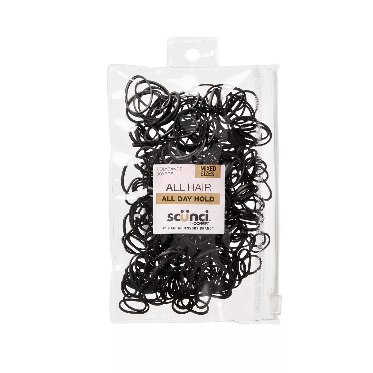 scunci Mixed Size Polyband Elastic Hair Ties - Black - 300pcs | Target
