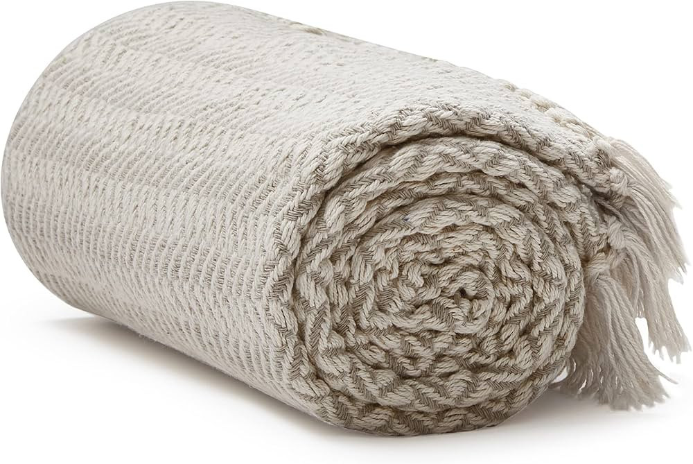 Americanflat 100% Cotton Throw Blanket for Couch - 50x60 Zigzag Cream Beige Throw Blanket for Bed... | Amazon (US)