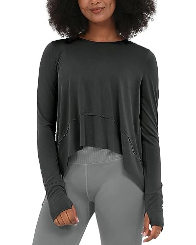Amazon.com: ODODOS Long Sleeve Tee for Women with Thumb Hole Athletic Gym Workout Crop Tops Yoga ... | Amazon (US)