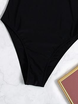 Floerns Women's Striped Trim Asymmetrical Ruffle Layered One Piece Swimsuit Beach Bathing Suit | Amazon (US)