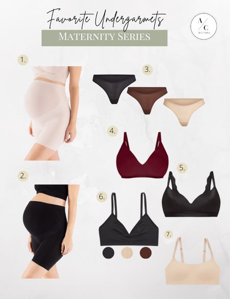 Maternity and postpartum friendly undergarments. I took my pre-pregnancy size in shorts and undies. Bras are true to size. Underwear has a dipped front which is great for a growing belly!
4/5- most supportive bras
6/7- dupe for skims bra 