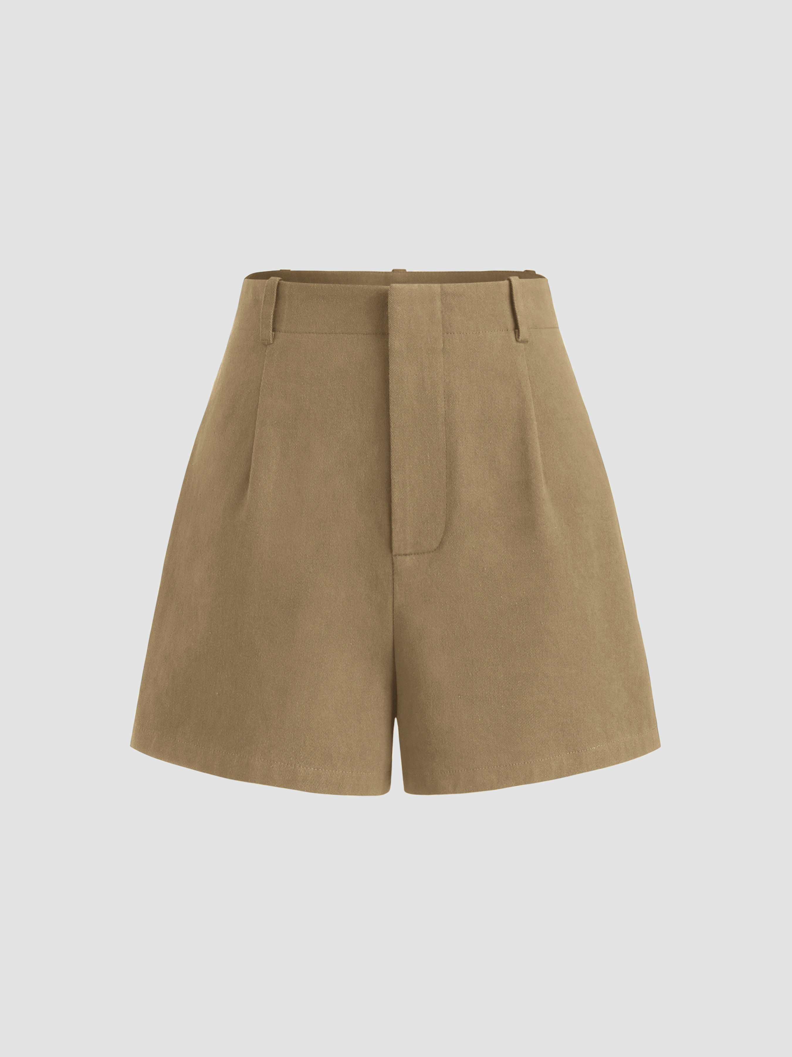 Woven Cotton 100% Cotton Woven High Rise Solid Shorts For School Daily Casual | Cider