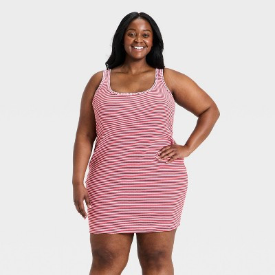 Women's Knit Mini Bodycon Dress - Universal Thread™ Red Striped 1X | Target