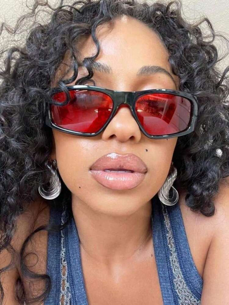 Womens Y2K red color frame glasses | SHEIN