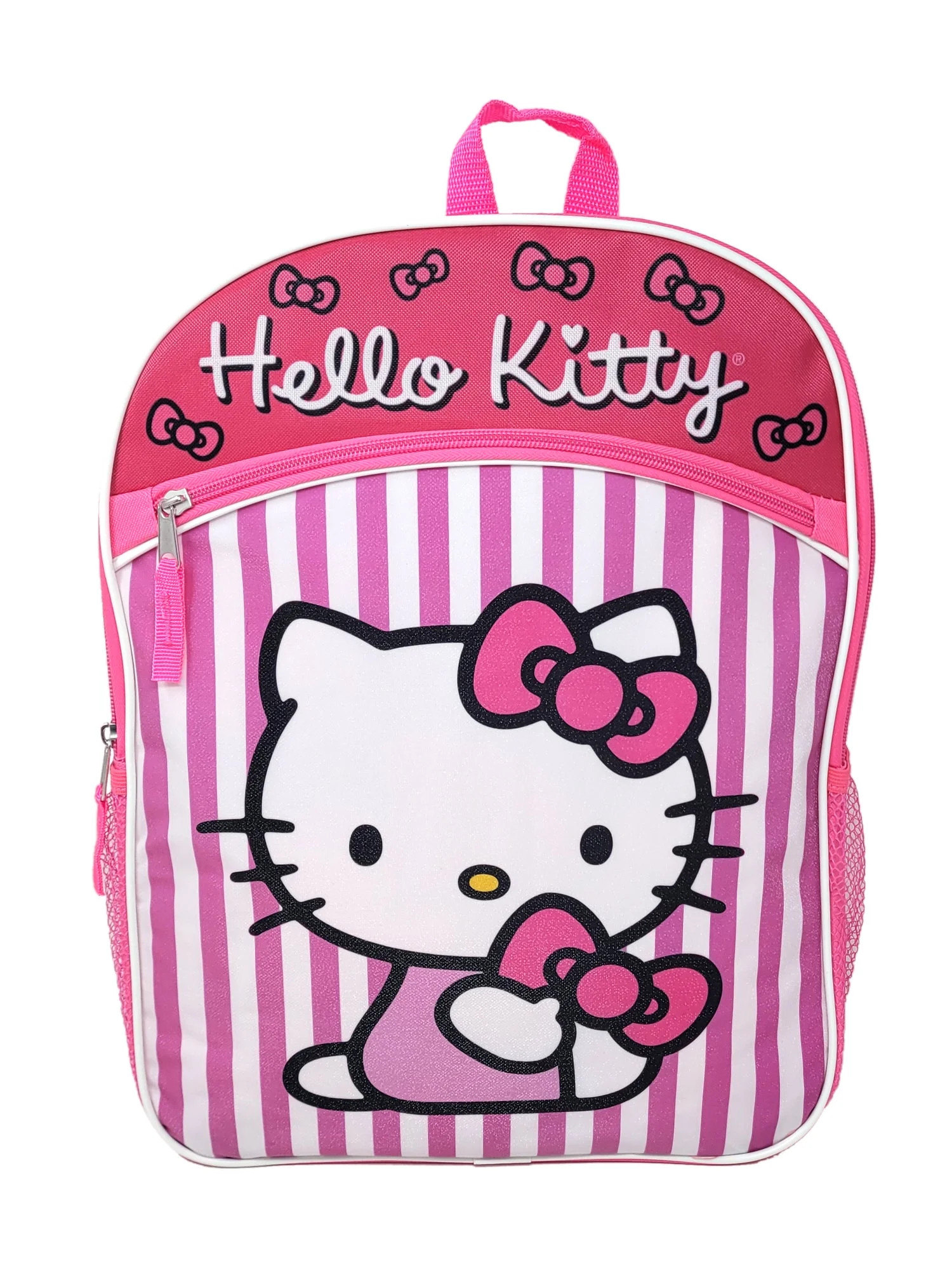 Hello Kitty Backpack 16" Sanrio Front Zipper Pocket Pink GIrls Kids | Walmart (US)