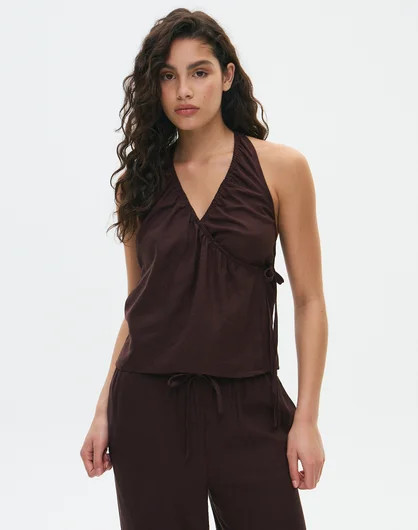 Linen Blend Wrap Blouse | Glassons (Australia)