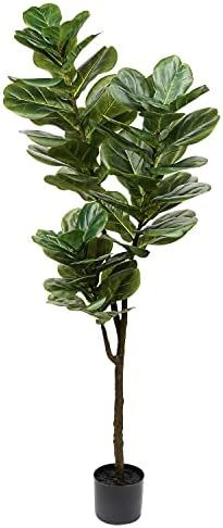 59" Artificial Fiddle Leaf Fig Tree Fake Greenery Floor Plants in Pots Faux Ficus Lyrata Tall Art... | Amazon (US)
