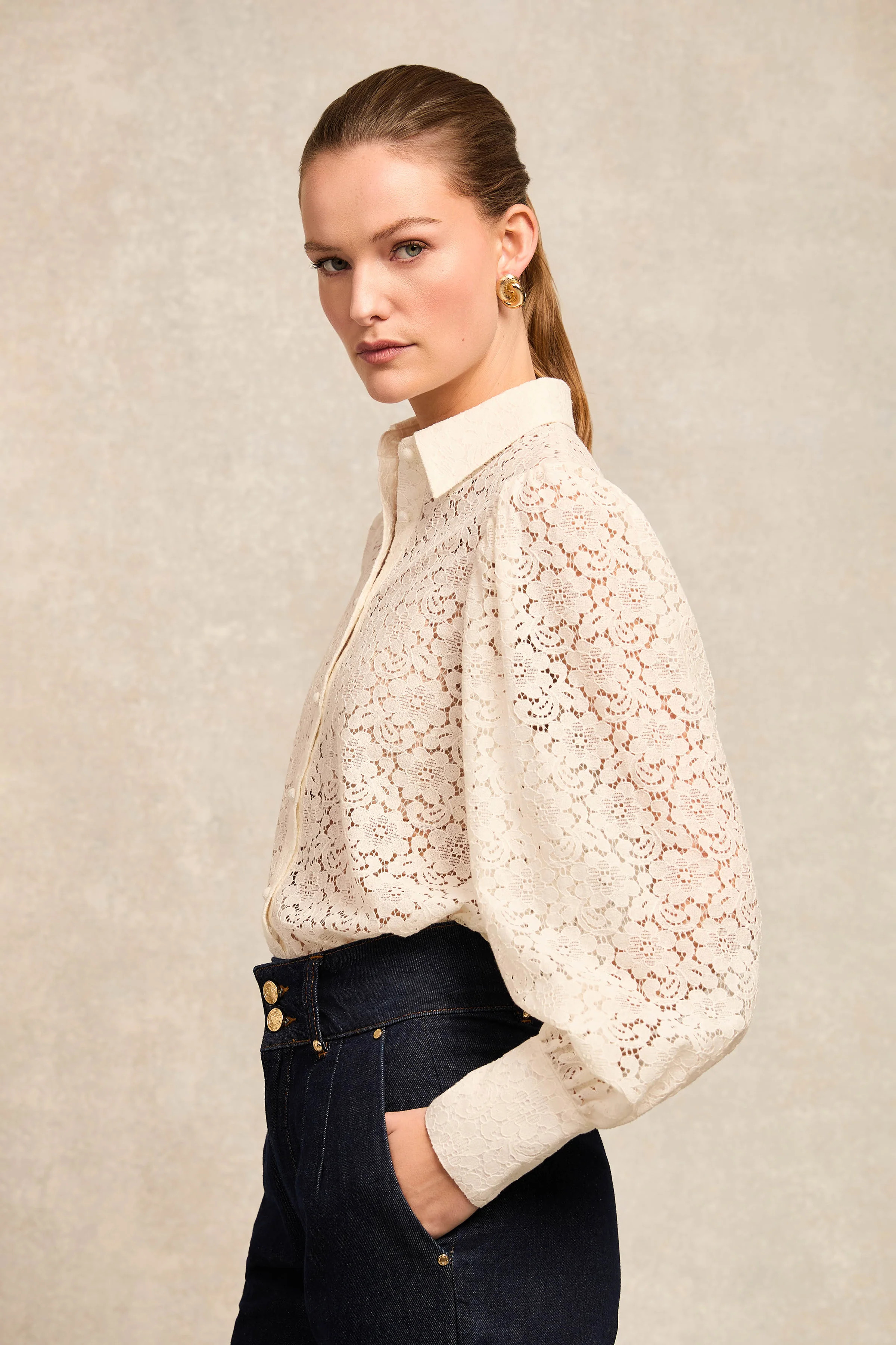 Iona Lace Shirt (Ivory) | Holland Cooper