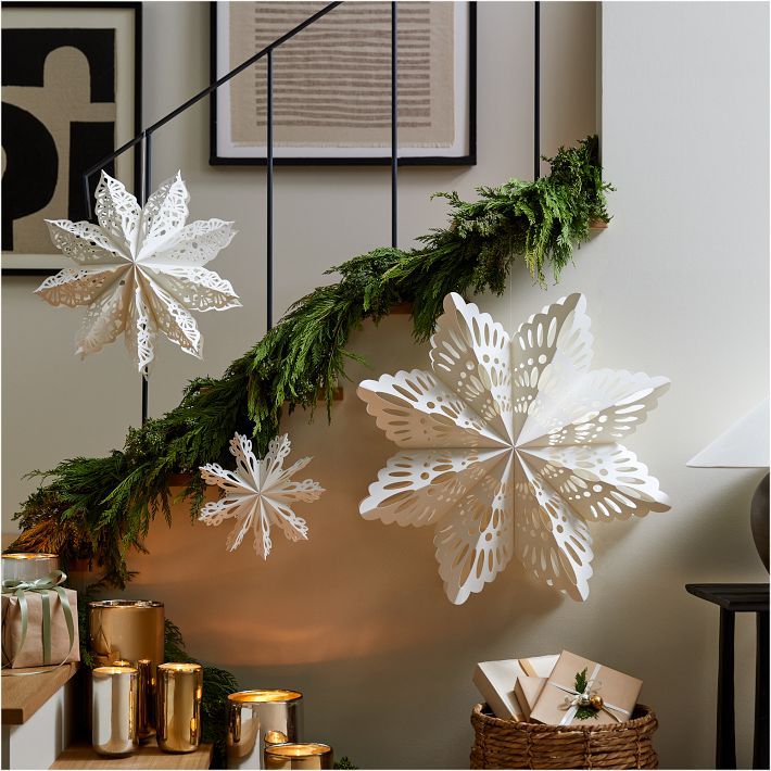 Large Paper Snowflake Ornaments (Set of 3) | West Elm (US)