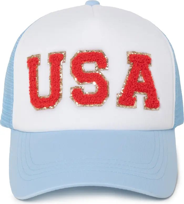 David & Young Faux Shearling USA Trucker Hat | Nordstromrack | Nordstrom Rack