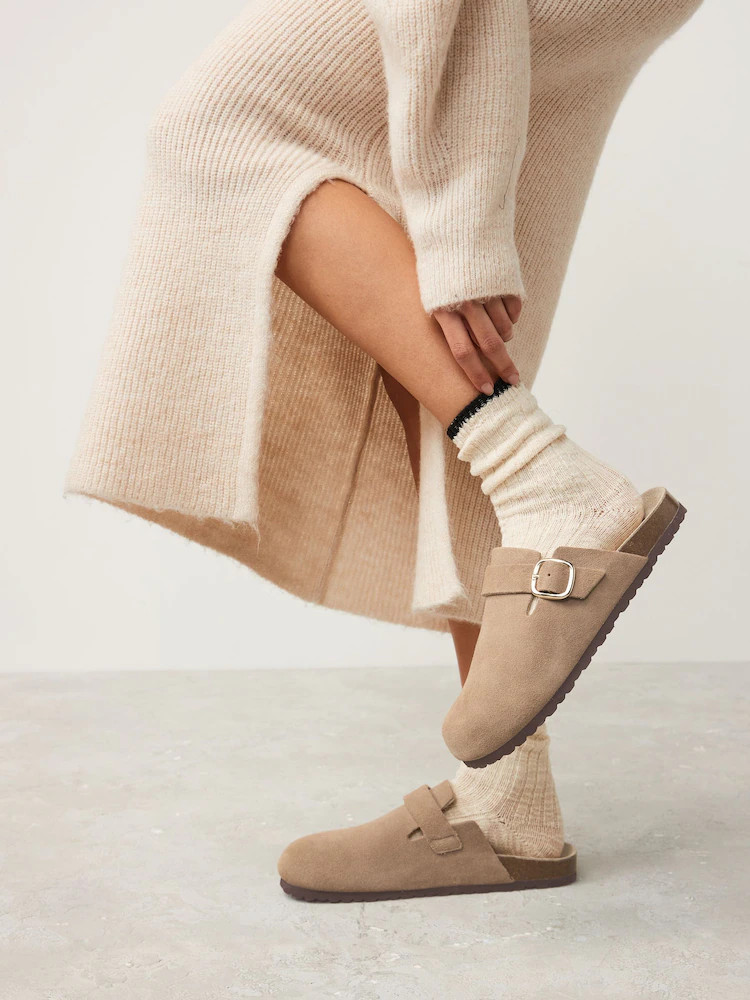 Buy Neutral Standard Fit Forever Comfort® Leather Footbed Clogs from Next USA | Next US