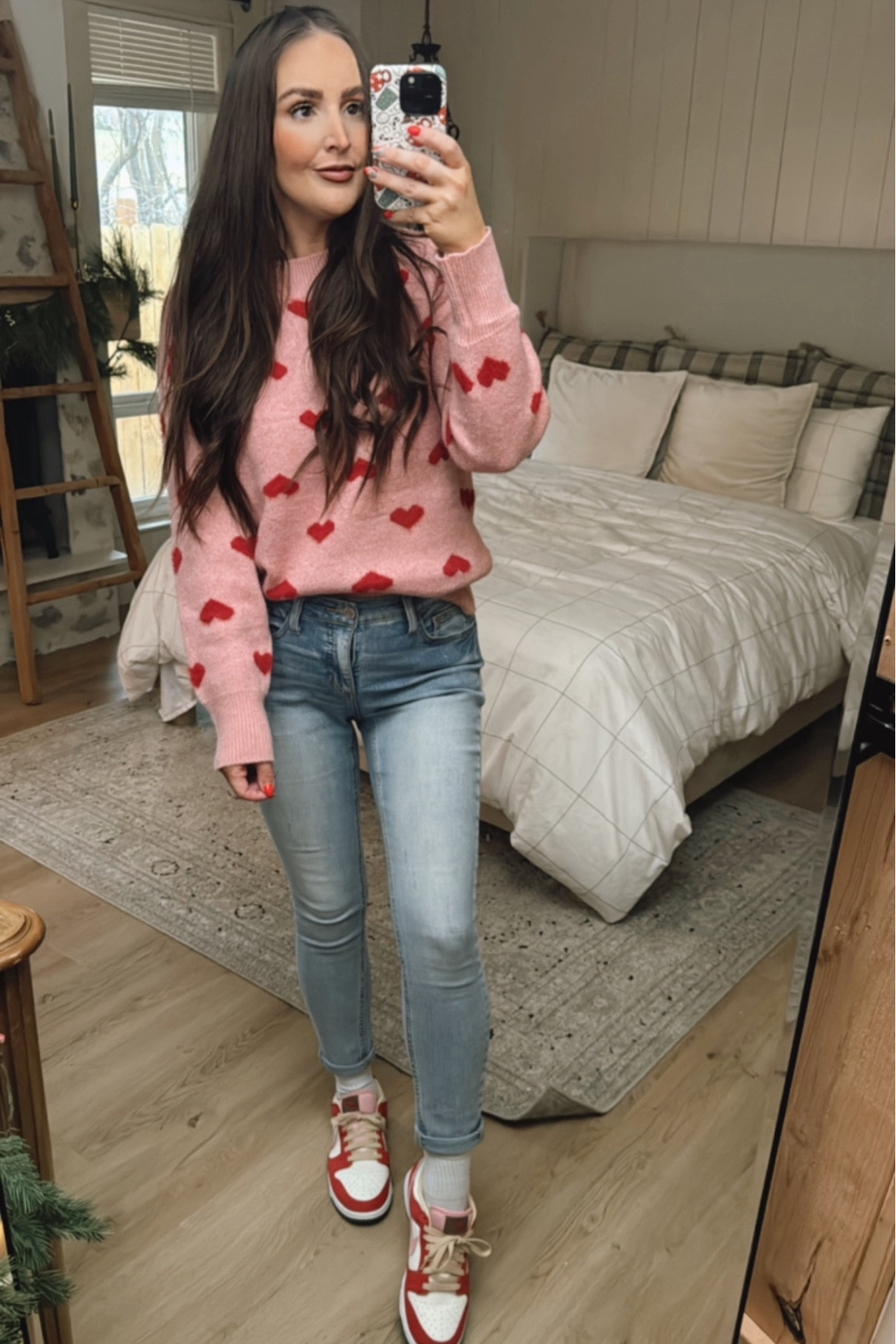 Valentine’s Day outfit, wearing size M in sweater .

Valentines sweater, heart sweater, cozy Valentine outfit, casual Valentine’s Day outfit 

#LTKstyletip #LTKSeasonal #LTKbeauty