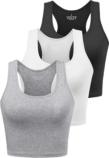 Porvike Sports Crop Tank Tops for Women Cropped Workout Tops Racerback Running Yoga Tanks Cotton ... | Amazon (US)