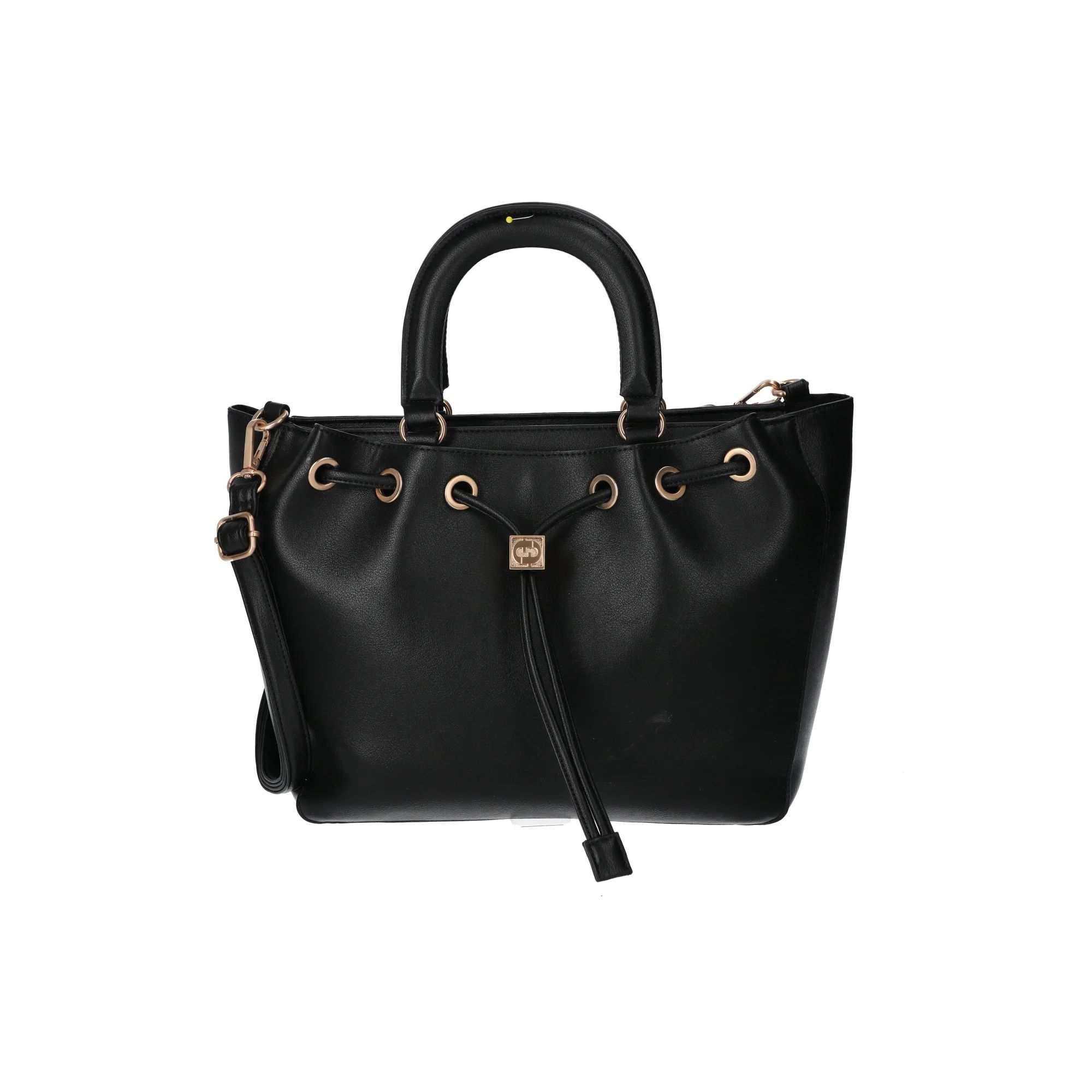 Time and Tru Women's Brynlee Faux Leather Drawstring Tote Handbag, Black | Walmart (US)