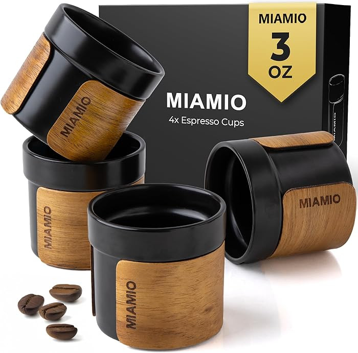 MIAMIO – Espresso Cups Set of 4 (3.5 oz) Japanese Tea Cups Ceramic/Handleless Mug with removabl... | Amazon (US)
