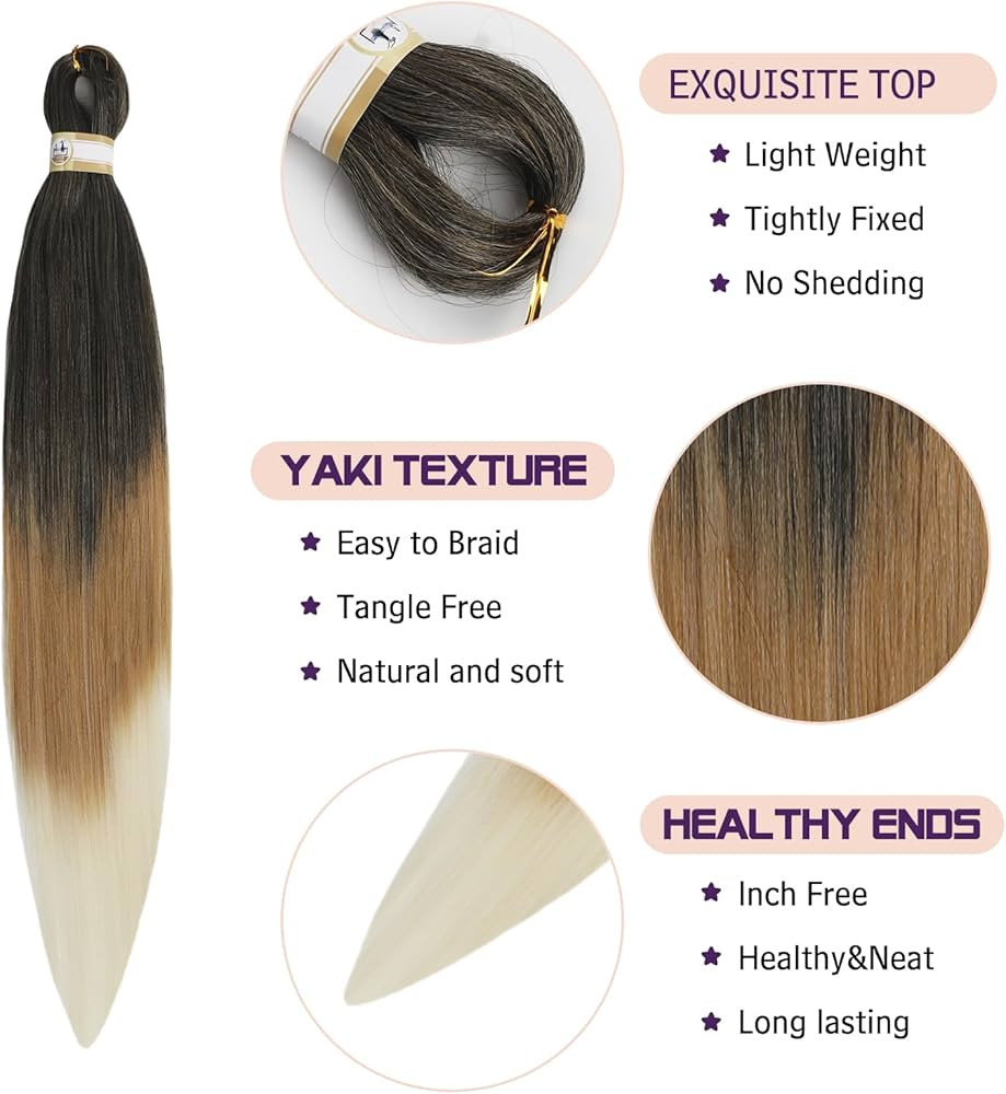Beyond Beauty Braiding Hair pre stretched, Braids Synthetic Fiber Ombre Yaki Texture, Natural Eas... | Amazon (US)