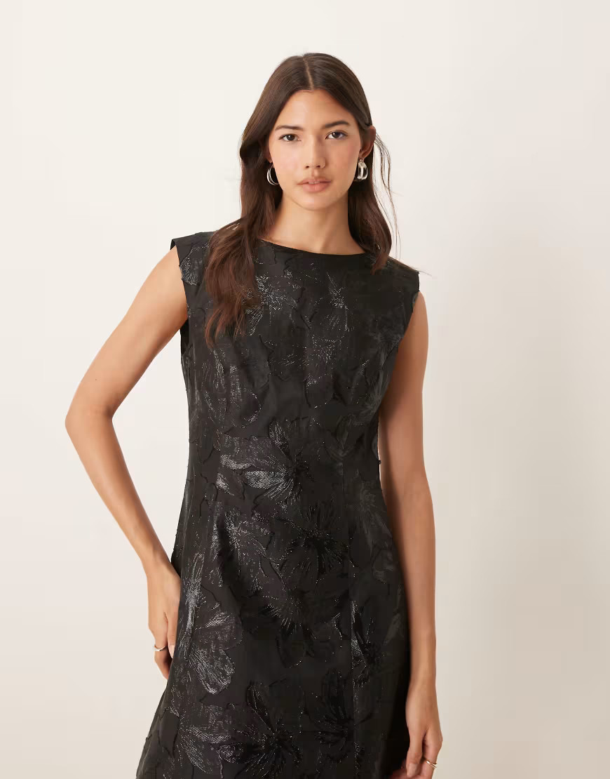 Ever New structured embroidered mini dress in black | ASOS (Global)