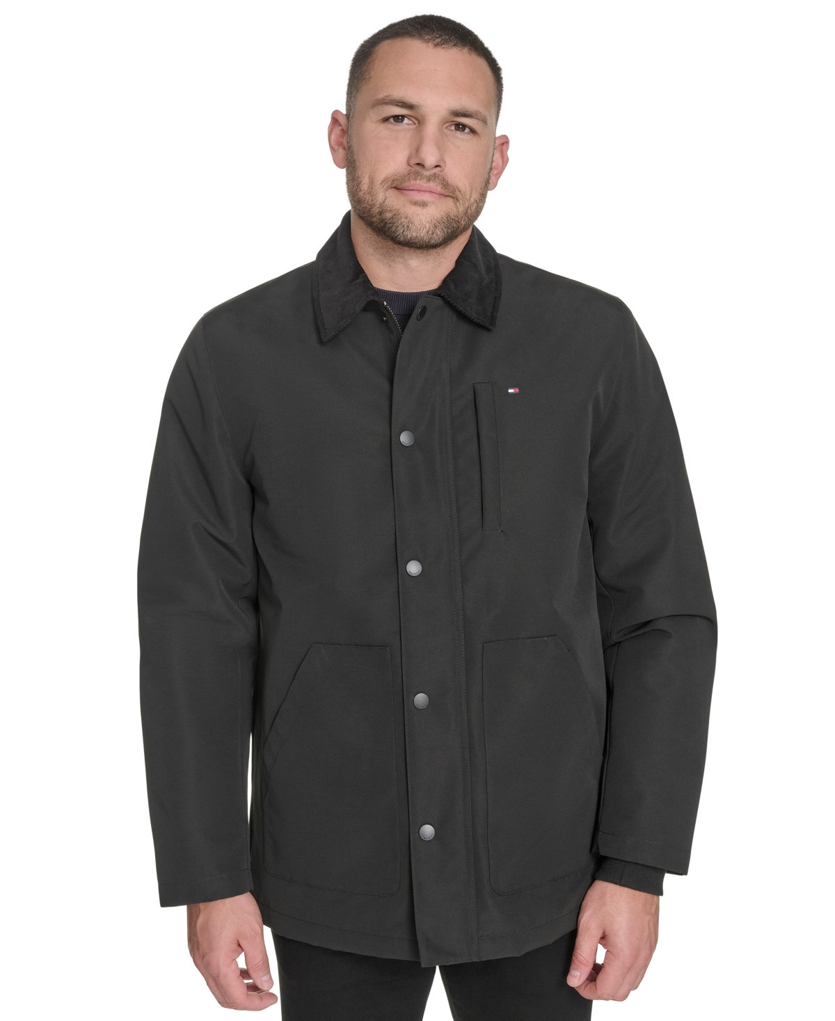 Tommy Hilfiger Men's Collared Highland Barn Coat - Black | Macy's