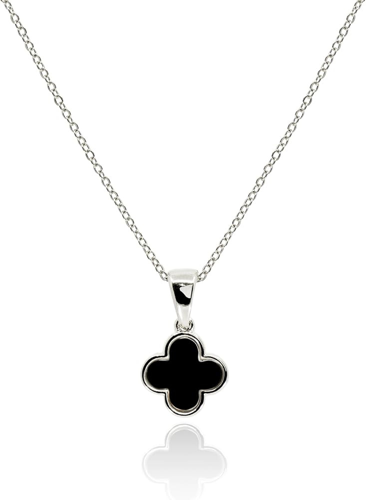 Four Leaf Clover Necklace for Women Dainty Mother of Pearl White Black Onyx Pink Blue Mint Green ... | Amazon (US)