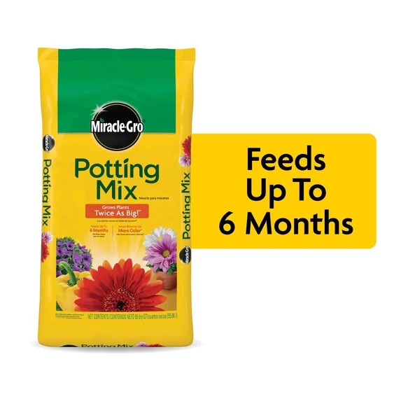 Miracle-Gro Potting Mix, For Indoor or Outdoor Potted Plants, Flowers, Shrubs, 50 qt. | Walmart (US)