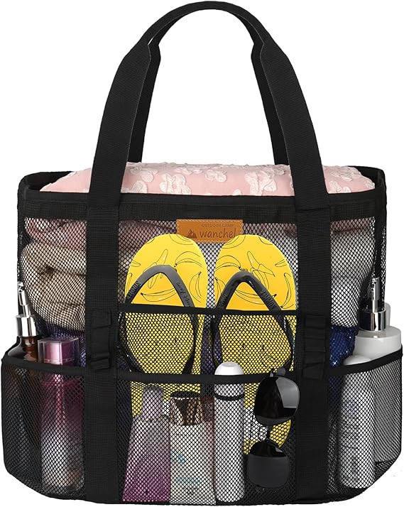 Mesh Beach Bags for Women - Plus Waterproof Sandproof Tote Bag | Amazon (US)