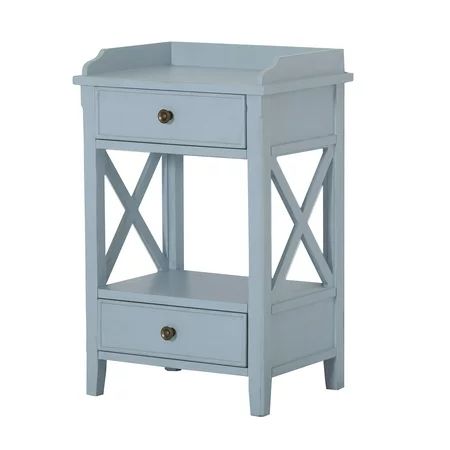 Home Fare Two Drawer X Side End Table in Sky Blue | Walmart (US)