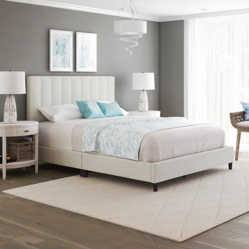 Leah Linen Panel Upholstered Platform Bed Frame | Wayfair North America