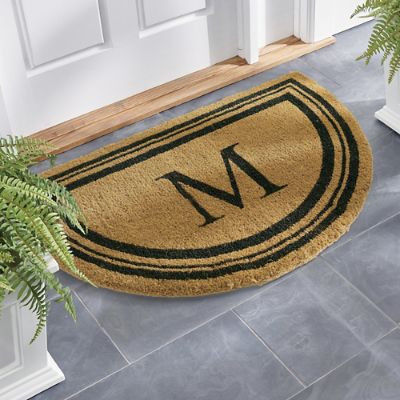 Monogrammed Coir Border Half Round Door Mat | Grandin Road