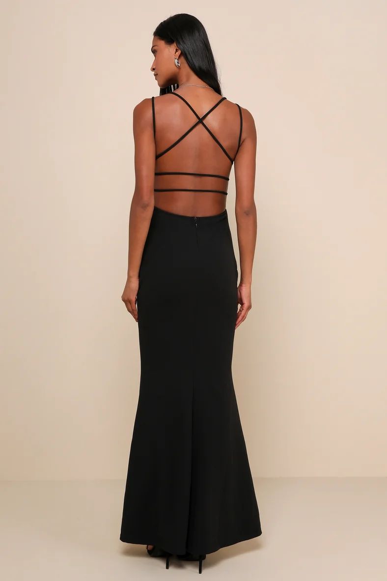 All this Allure Black Strappy Backless Mermaid Maxi Dress | Lulus