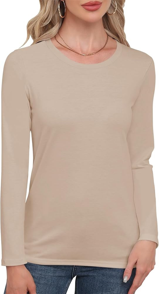 Smile Fish Women Crewneck Loose Fit Shirt Long Sleeve Casual T Shirts Basic Top Tees | Amazon (US)