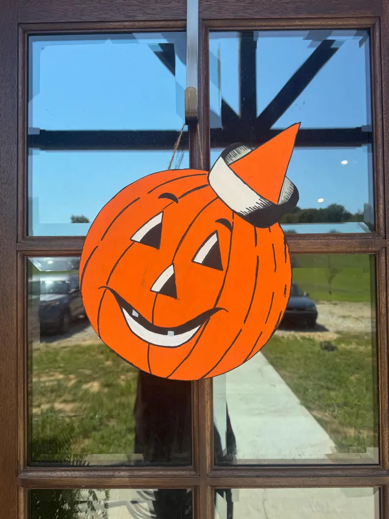 Vintage Wooden Jack O Lantern Door Hanger | Etsy (Global)