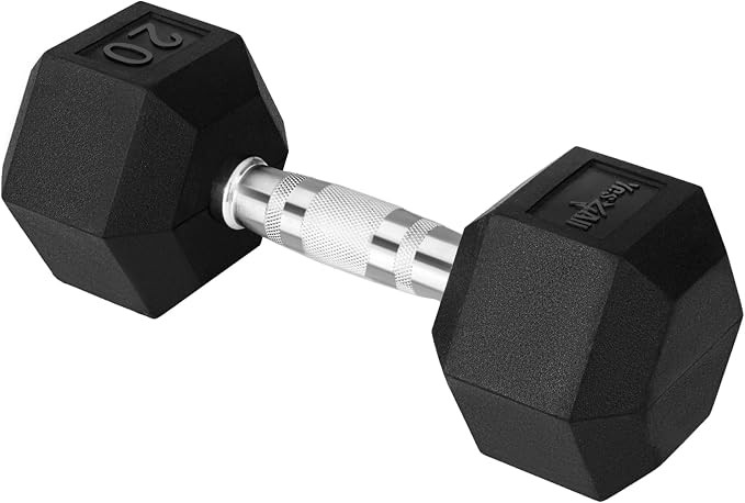 Yes4All Chrome Grip Encased Hex Dumbbells – Hand Weights With Anti-Slip 5-50 LBS Single | Amazon (US)
