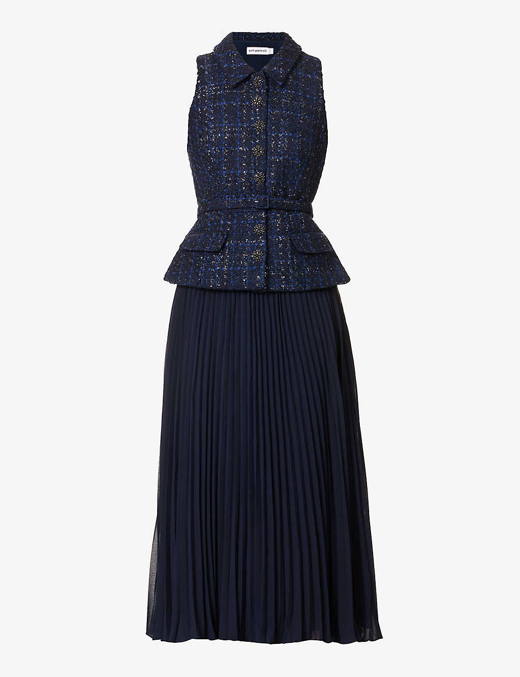 Contrast-panel flared-hem woven maxi dress | Selfridges