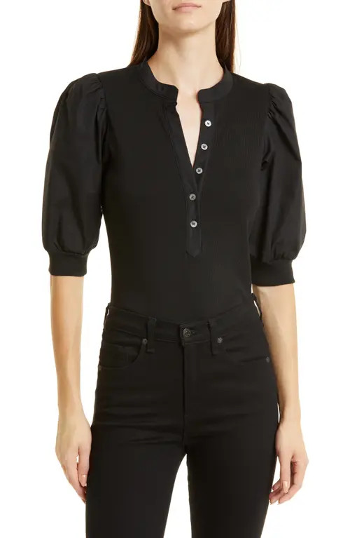 Veronica Beard Coralee Front Button Blouse in Black at Nordstrom, Size Medium | Nordstrom