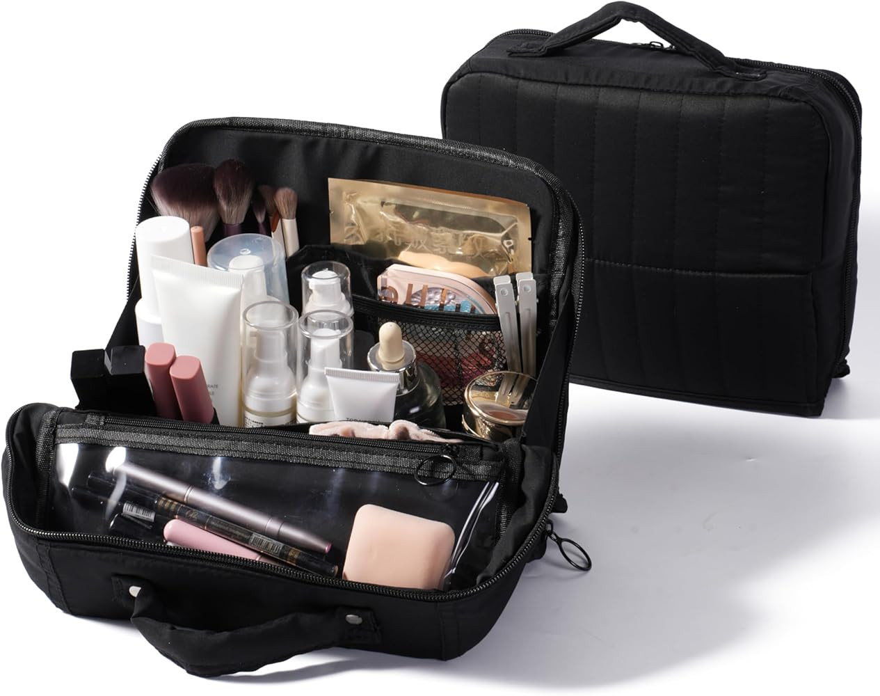 APT 1101 Standing Makeup Bag, Travel Makeup Organizer with Magnetic Fold-Down Design, Portable ma... | Amazon (US)