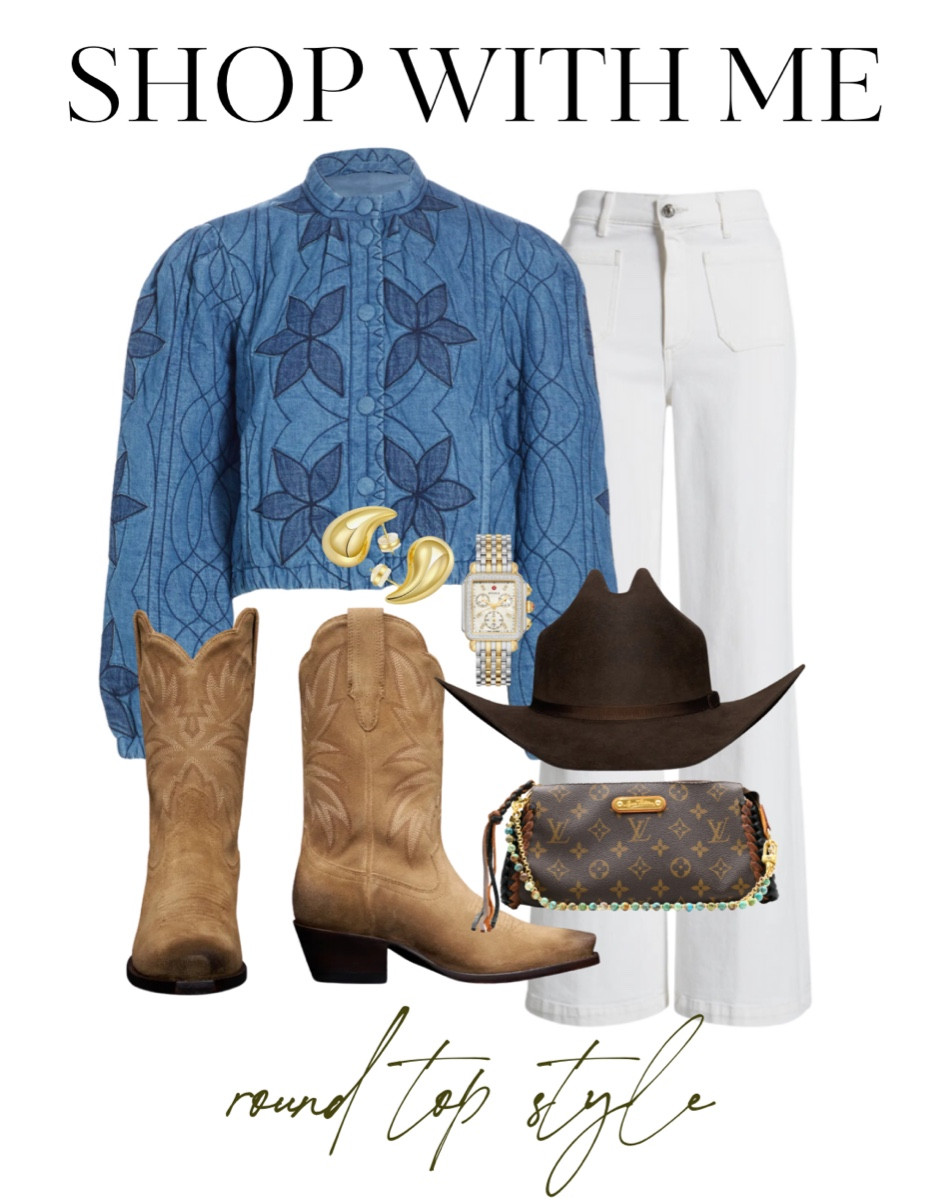 Round Top outfit inspo, western boot styling, Free People, quilted jacket styling, Frame denim, Tecovas, Michele

#LTKstyletip #LTKshoecrush