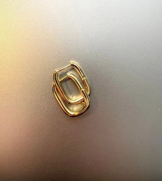 Gold Hoop Earring 14k Gold Earring Gold Hoop Square Earring Minimalist Gold Hoop Earring Gold Fil... | Etsy (US)
