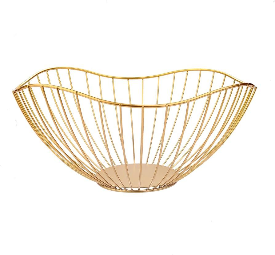 High Style Curved-Edge Modern Creative Stylish Single Tier Dish,Metal Iron Wire Fruit Vegetables ... | Amazon (US)