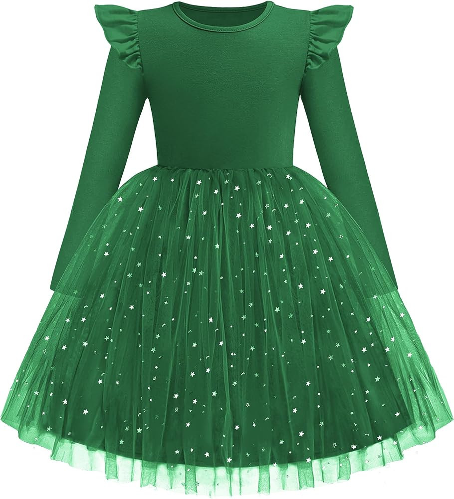 Arshiner Toddler Girls Tutu Dresses Long Sleeve Ruffle Fall Winter Holiday Star Sequin Tulle Dres... | Amazon (US)